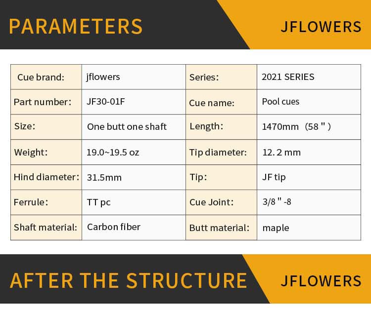JFlowers JF30 - 01 Pool Cue - BilliardCuesOnline